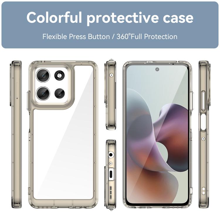 For Motorola Moto G56 5G Colorful Series Acrylic Hybrid TPU Phone Case(Transparent Grey)
