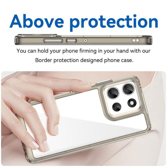For Motorola Moto G56 5G Colorful Series Acrylic Hybrid TPU Phone Case(Transparent Grey)