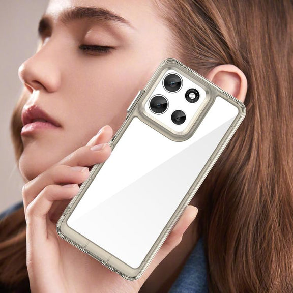 For Motorola Moto G56 5G Colorful Series Acrylic Hybrid TPU Phone Case(Transparent Grey)