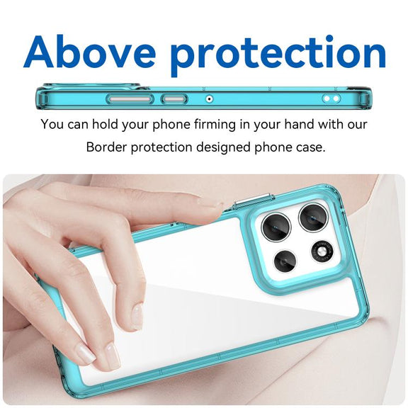 For Motorola Moto G56 5G Colorful Series Acrylic Hybrid TPU Phone Case(Transparent Blue)