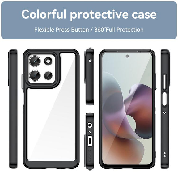 For Motorola Moto G66j 5G Colorful Series Acrylic Hybrid TPU Phone Case(Black)
