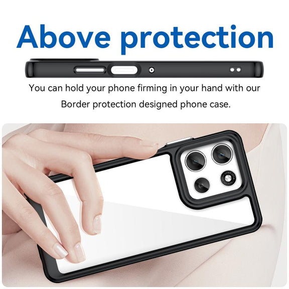 For Motorola Moto G66j 5G Colorful Series Acrylic Hybrid TPU Phone Case(Black)