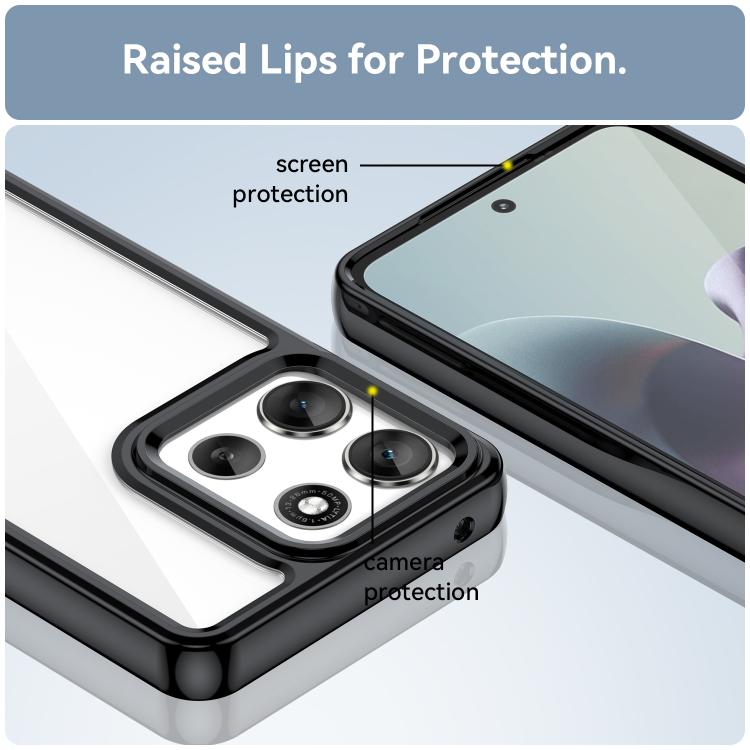 For Motorola Moto G66y 5G Colorful Series Acrylic Hybrid TPU Phone Case(Black) - free shipping - PMC TechLife - Order now!