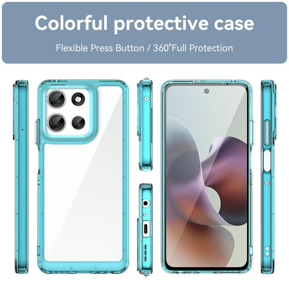 For Motorola Moto G66y 5G Colorful Series Acrylic Hybrid TPU Phone Case(Transparent Blue)