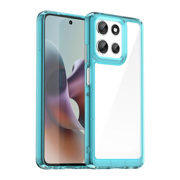 For Motorola Moto G66y 5G Colorful Series Acrylic Hybrid TPU Phone Case(Transparent Blue)