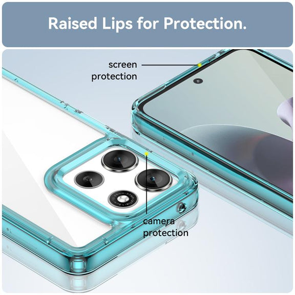 For Motorola Moto G66y 5G Colorful Series Acrylic Hybrid TPU Phone Case(Transparent Blue)