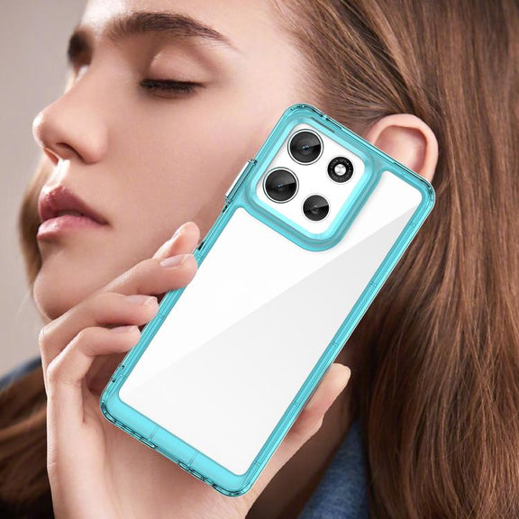 For Motorola Moto G66y 5G Colorful Series Acrylic Hybrid TPU Phone Case(Transparent Blue)