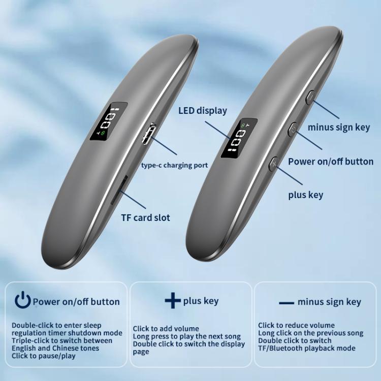 QY10-A Bone Conduction Bluetooth 5.3  Sleep Speaker(Grey)