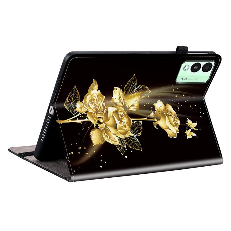 For Tecno Megapad 11 Crystal Texture Painted Leather Tablet Case(Gold Butterfly Rose) - Others by PMC TechLife | Online Shopping South Africa | PMC TechLife | Buy Now Pay Later Mobicred