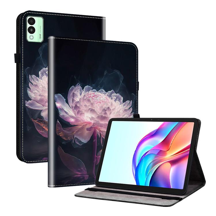 For Tecno Megapad 11 Crystal Texture Painted Leather Tablet Case(Purple Peony) - Others by PMC TechLife | Online Shopping South Africa | PMC TechLife | Buy Now Pay Later Mobicred