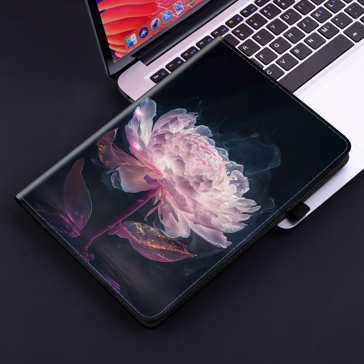 For Tecno Megapad 11 Crystal Texture Painted Leather Tablet Case(Purple Peony) - Others by PMC TechLife | Online Shopping South Africa | PMC TechLife | Buy Now Pay Later Mobicred