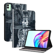 For Tecno Megapad 11 Crystal Texture Painted Leather Tablet Case(Cat Reflection Tiger)