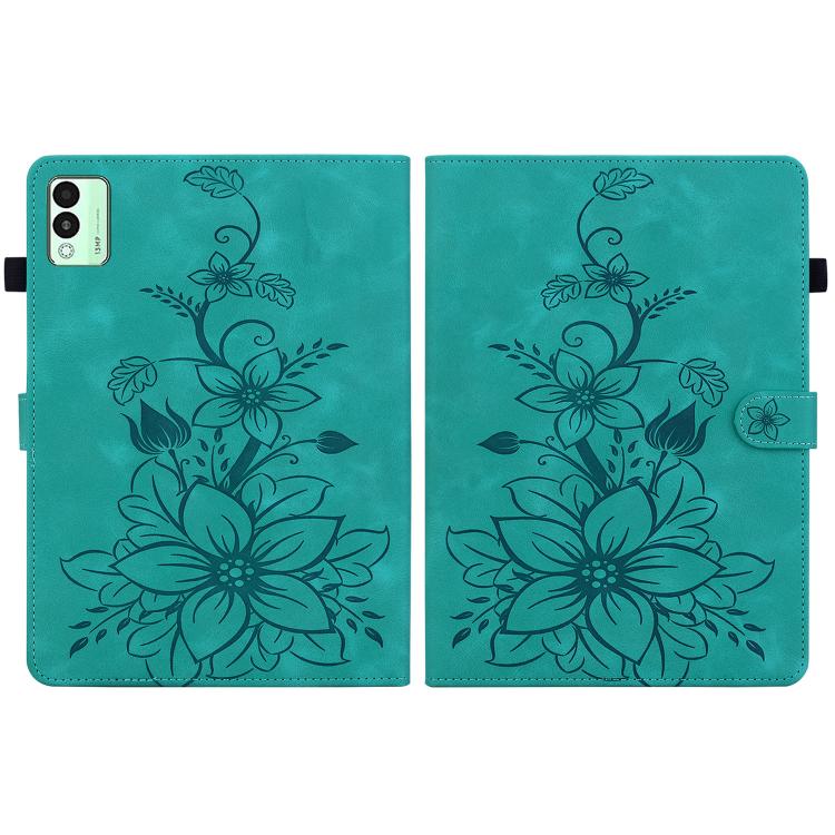 For Tecno Megapad 11 Lily Embossed Leather Tablet Case(Green) - Others by PMC TechLife | Online Shopping South Africa | PMC TechLife | Buy Now Pay Later Mobicred
