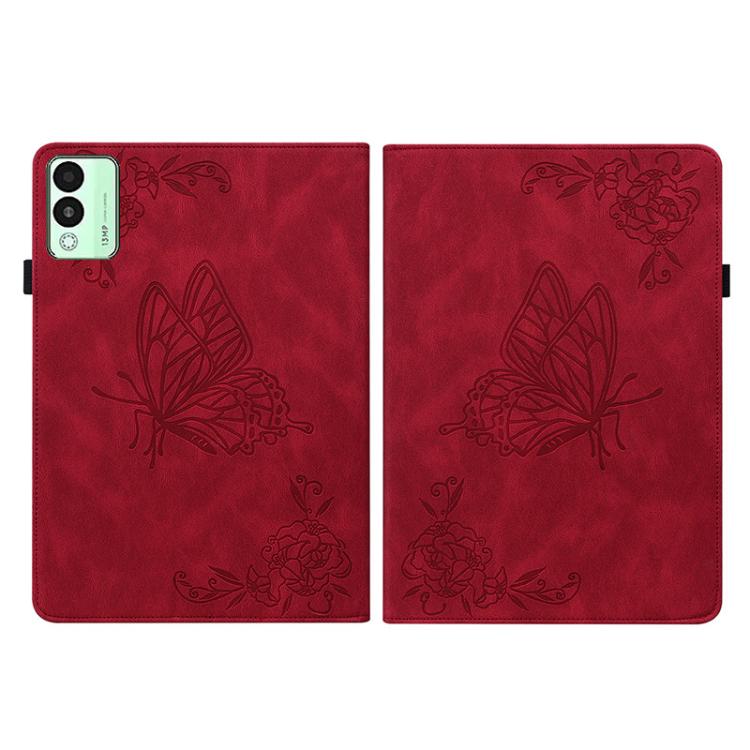 For Tecno Megapad 11 Butterfly Flower Embossed Leather Tablet Case(Red) - Others by PMC TechLife | Online Shopping South Africa | PMC TechLife | Buy Now Pay Later Mobicred