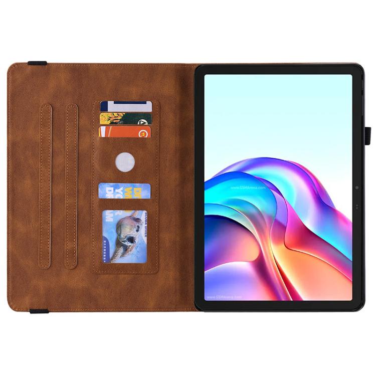 For Tecno Megapad 11 Butterfly Flower Embossed Leather Tablet Case(Brown) - Others by PMC TechLife | Online Shopping South Africa | PMC TechLife | Buy Now Pay Later Mobicred