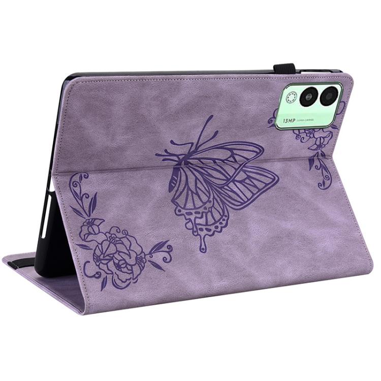 For Tecno Megapad 11 Butterfly Flower Embossed Leather Tablet Case(Purple) - Others by PMC TechLife | Online Shopping South Africa | PMC TechLife | Buy Now Pay Later Mobicred