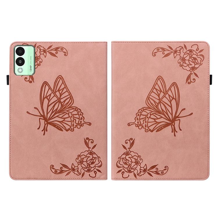 For Tecno Megapad 11 Butterfly Flower Embossed Leather Tablet Case(Rose Gold) - Others by PMC TechLife | Online Shopping South Africa | PMC TechLife | Buy Now Pay Later Mobicred