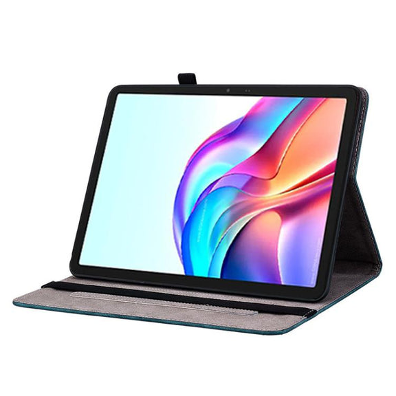 For Tecno Megapad 11 Butterfly Rose Embossed Leather Tablet Case(Dark Blue)