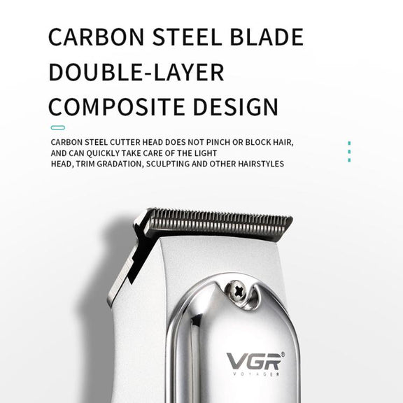 VGR V-071 5W Carbon Steel Blade USB Electric Hair Clipper(Silver)