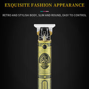 VGR V-085 Vintage Hairstyles Carving USB Electric Hair Clipper(Gold)