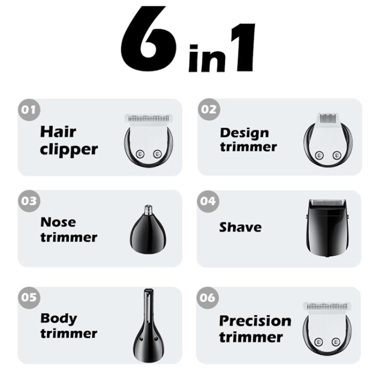 VGR V-106 6-in-1 Digital Display Electric Hair Clipper Kit(Gold) - Hair Trimmer by VGR | Online Shopping South Africa | PMC Jewellery | Buy Now Pay Later Mobicred