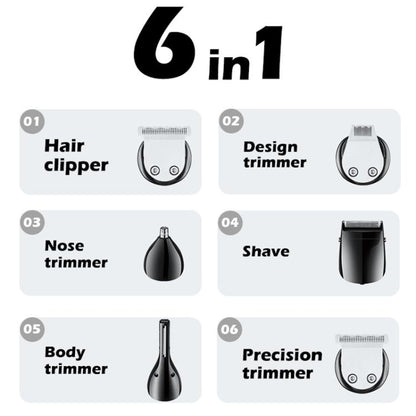 VGR V-106 6-in-1 Digital Display Electric Hair Clipper Kit(Gold) - Hair Trimmer by VGR | Online Shopping South Africa | PMC Jewellery | Buy Now Pay Later Mobicred