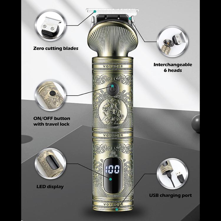 VGR V-106 6-in-1 Digital Display Electric Hair Clipper Kit(Gold) - Hair Trimmer by VGR | Online Shopping South Africa | PMC Jewellery | Buy Now Pay Later Mobicred