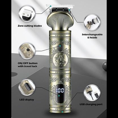 VGR V-106 6-in-1 Digital Display Electric Hair Clipper Kit(Gold) - Hair Trimmer by VGR | Online Shopping South Africa | PMC Jewellery | Buy Now Pay Later Mobicred
