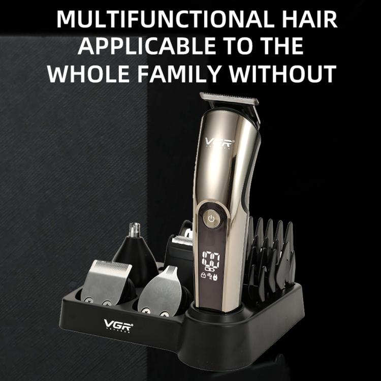 VGR V-107 11-in-1 IPX6 Digital Display Electric Hair Clipper Kit(Gold) - Hair Trimmer by VGR | Online Shopping South Africa | PMC Jewellery | Buy Now Pay Later Mobicred