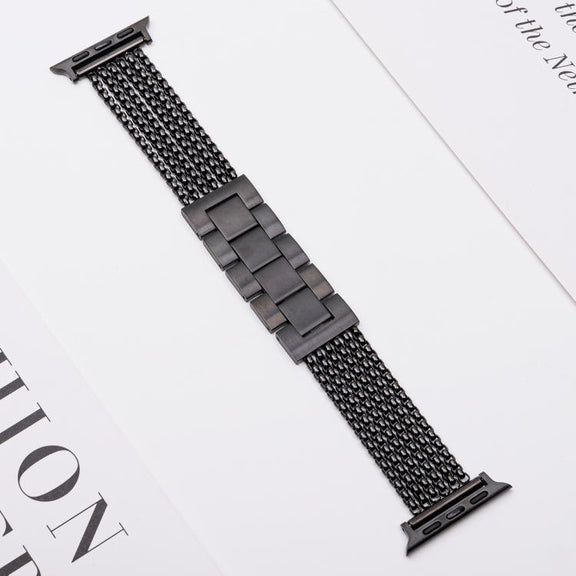 For Apple Watch 46mm / 49mm / 45mm / 44mm 6-Chain Stainless Steel Watch Band(Black)
