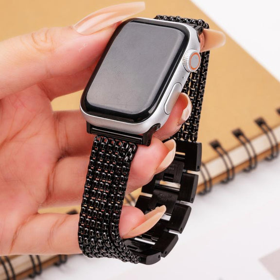 For Apple Watch 46mm / 49mm / 45mm / 44mm 6-Chain Stainless Steel Watch Band(Black)