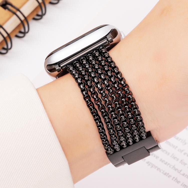 For Apple Watch 46mm / 49mm / 45mm / 44mm 6-Chain Stainless Steel Watch Band(Black)