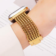 For Apple Watch 46mm / 49mm / 45mm / 44mm 6-Chain Stainless Steel Watch Band(Gold)