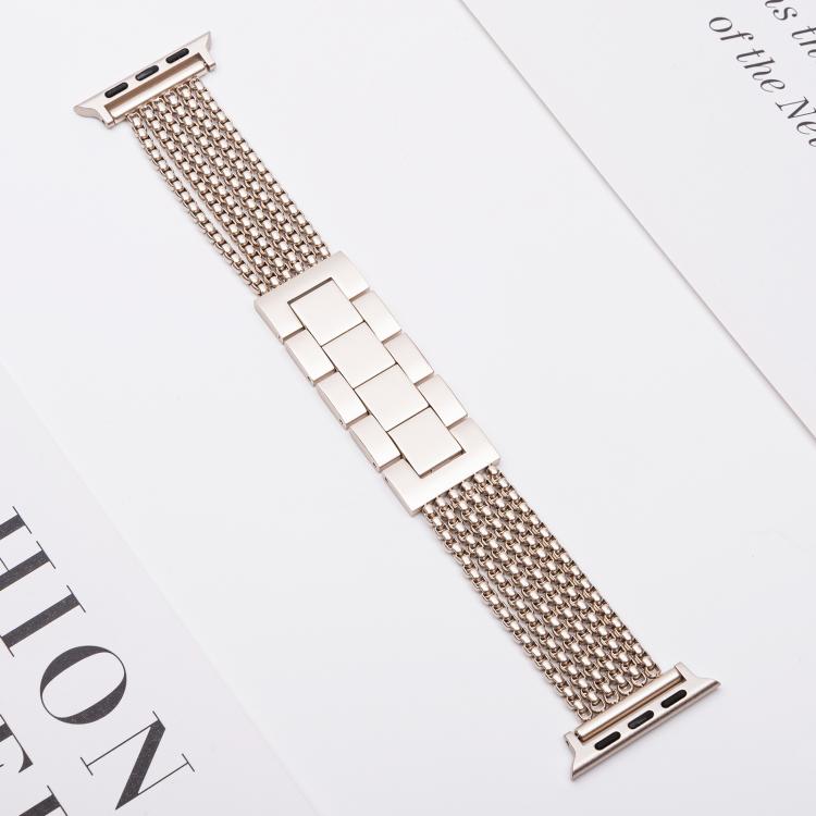 For Apple Watch 46mm / 49mm / 45mm / 44mm 6-Chain Stainless Steel Watch Band(Starlight)
