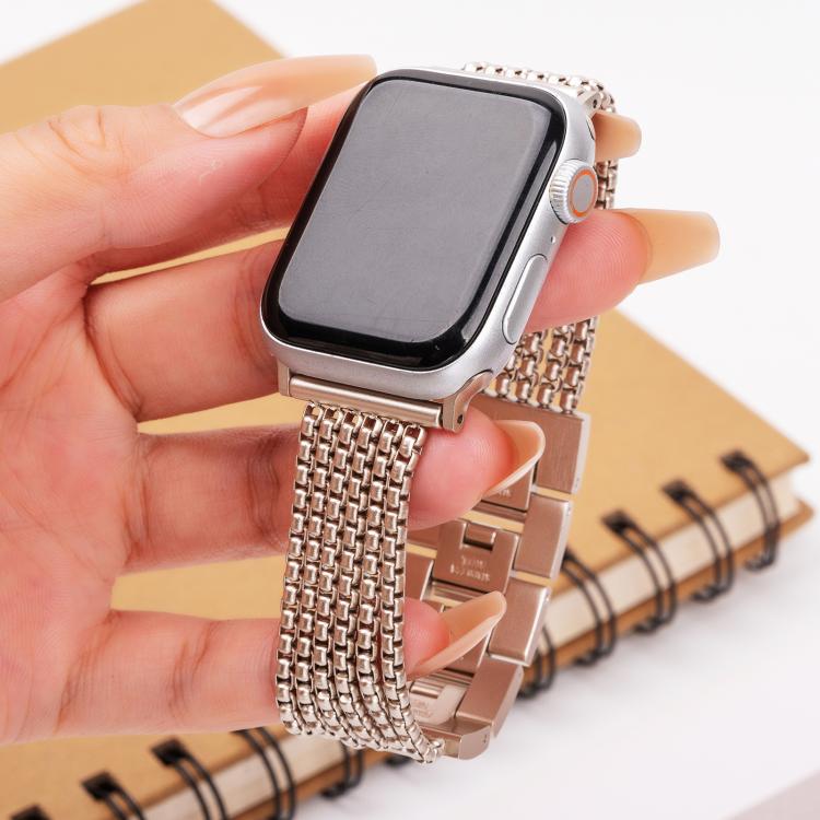 For Apple Watch 46mm / 49mm / 45mm / 44mm 6-Chain Stainless Steel Watch Band(Starlight)