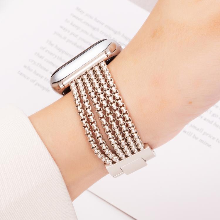For Apple Watch 46mm / 49mm / 45mm / 44mm 6-Chain Stainless Steel Watch Band(Starlight)