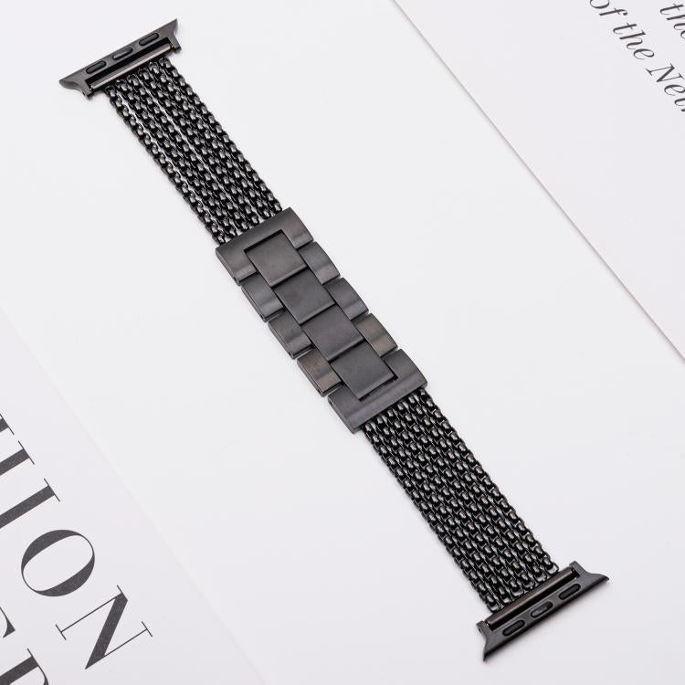 For Apple Watch 42mm / 41mm / 40mm / 38mm 6-Chain Stainless Steel Watch Band(Black)