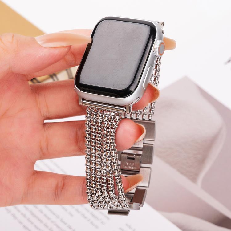 For Apple Watch 42mm / 41mm / 40mm / 38mm 6-Chain Stainless Steel Watch Band(Silver)