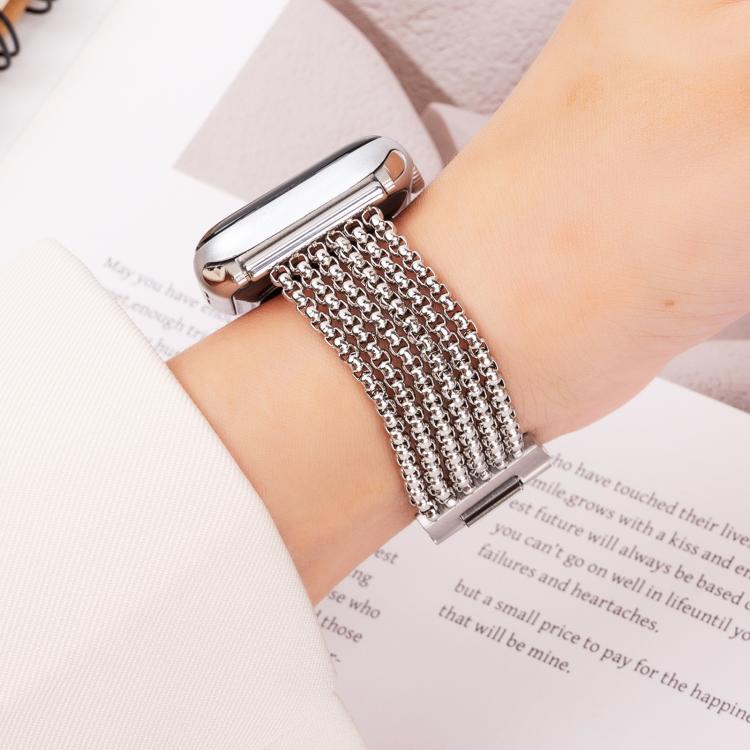 For Apple Watch 42mm / 41mm / 40mm / 38mm 6-Chain Stainless Steel Watch Band(Silver)
