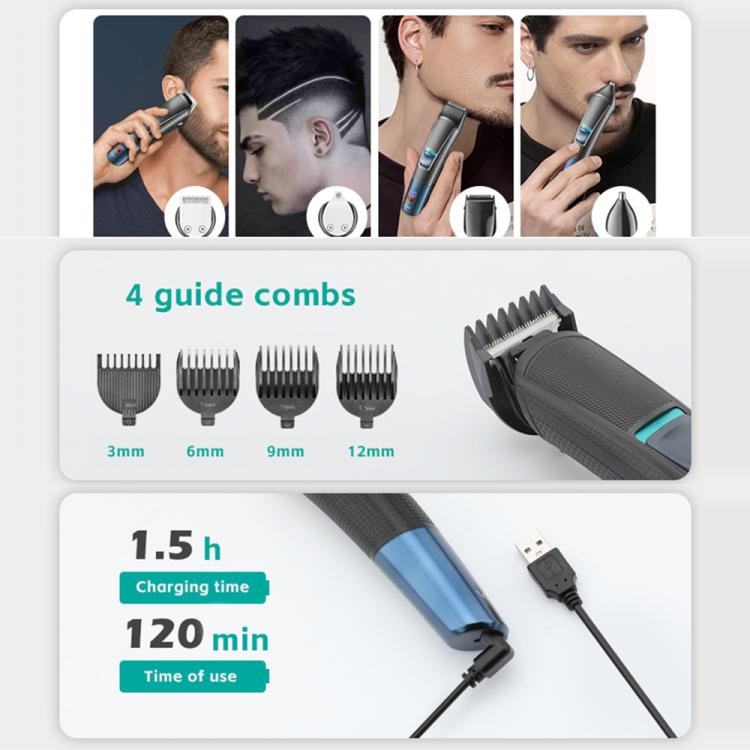 VGR V-108 10-in-1 Digital Display Electric Hair Clipper Men Care Kit(Black) - Hair Trimmer by VGR | Online Shopping South Africa | PMC Jewellery | Buy Now Pay Later Mobicred