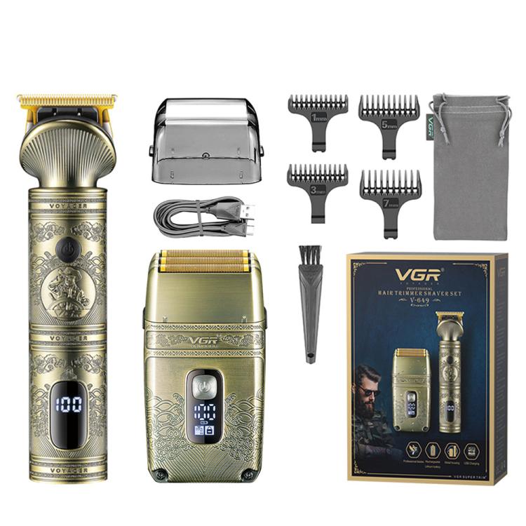 VGR V-649 USB Digital Display Electric Hair Clipper & Shaver Set(Gold) - free shipping - PMC TechLife - Order now!