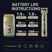 VGR V-649 USB Digital Display Electric Hair Clipper & Shaver Set(Gold)