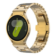 For Samsung Galaxy Watch  7 / 6 / 5 / 4 Quick Release Button H Shaped Stainless Steel Watch Band(Gold)