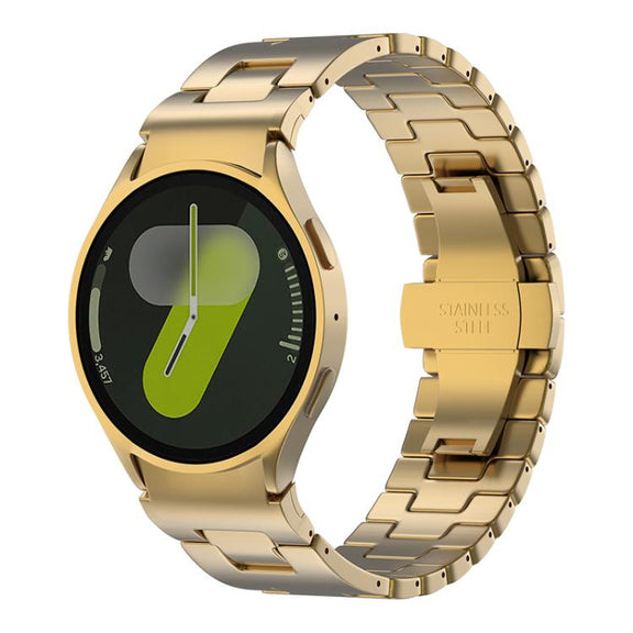 For Samsung Galaxy Watch  7 / 6 / 5 / 4 Quick Release Button H Shaped Stainless Steel Watch Band(Gold)