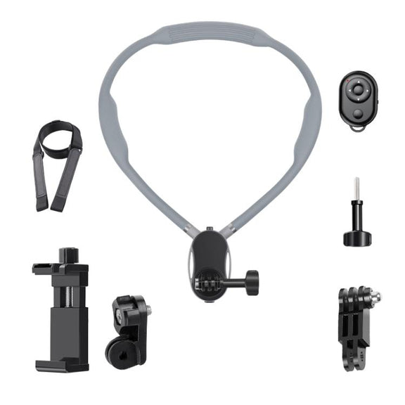 Magnetic Neck Mount Anti-shake Bracket, Type:7 in 1 Phone Clamp with Remote