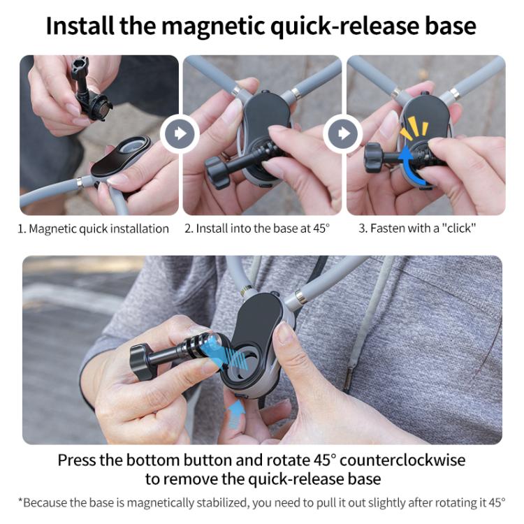 Magnetic Neck Mount Anti-shake Bracket, Type:7 in 1 Phone Clamp with Remote