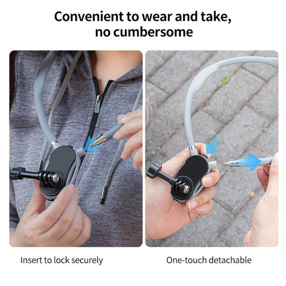 Magnetic Neck Mount Anti-shake Bracket, Type:7 in 1 Phone Clamp with Remote