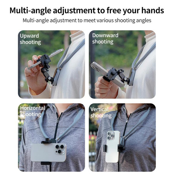 Magnetic Neck Mount Anti-shake Bracket, Type:7 in 1 Phone Clamp with Remote