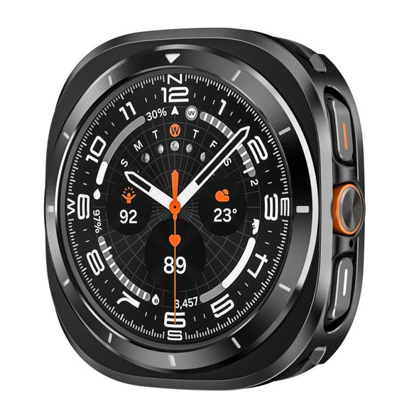 For Samsung Galaxy Watch Ultra 47mm Aluminum Alloy Metal PC Watch Protective Case(Black White)