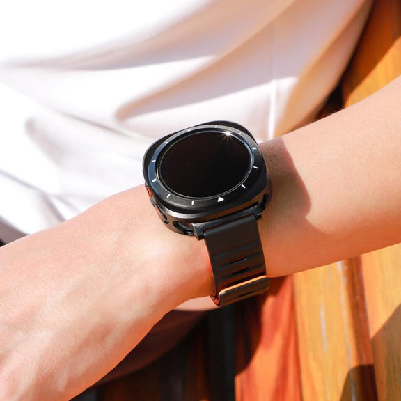 For Samsung Galaxy Watch Ultra 47mm Aluminum Alloy Metal PC Watch Protective Case(Black White)